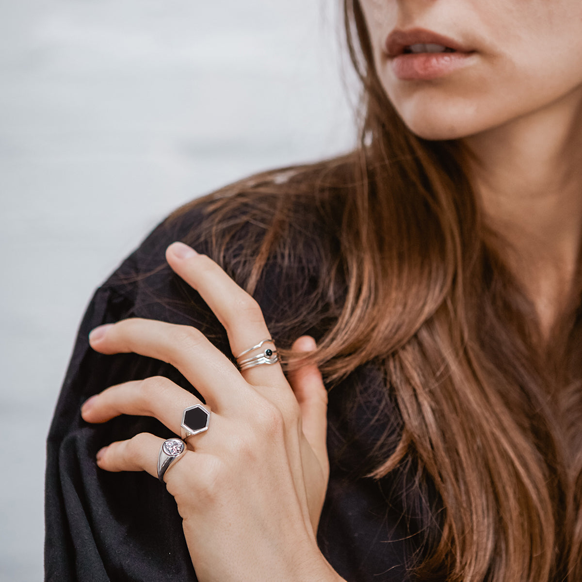 Varro Onyx Ring Silver