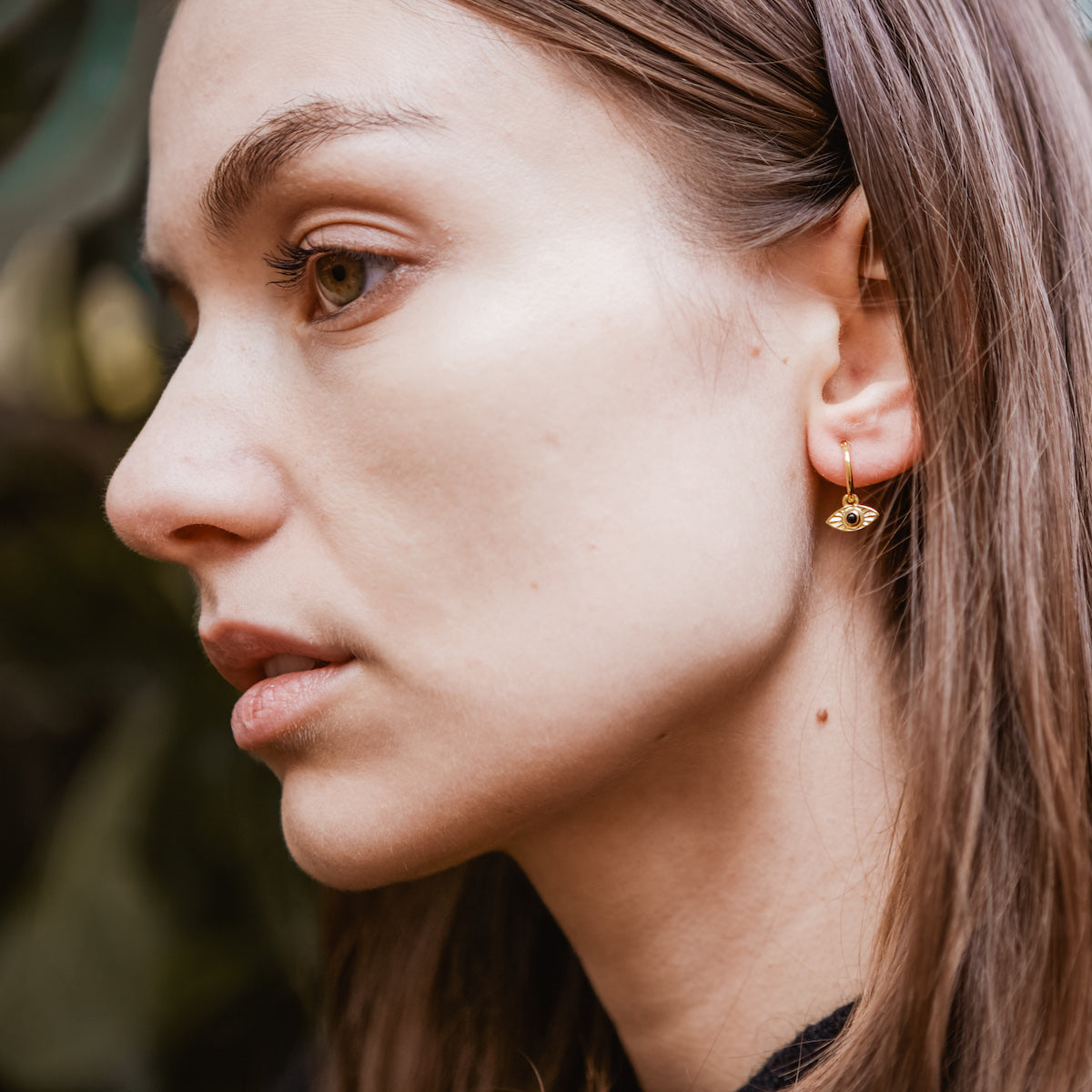 Rays Of Light Mini Hoops Gold - Black Onyx