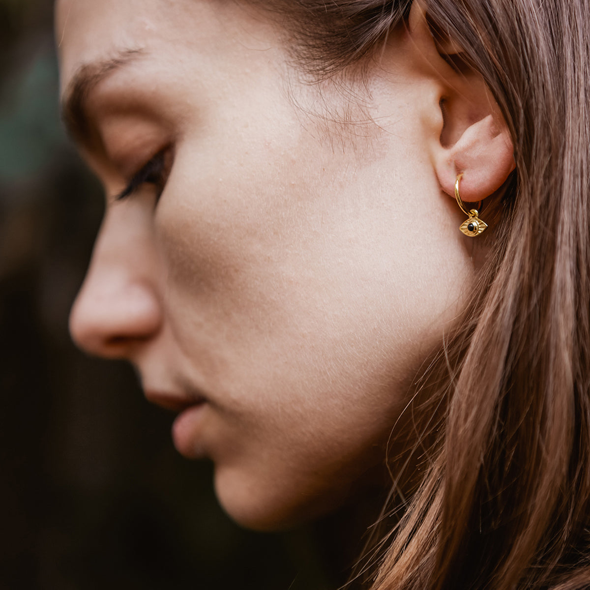 Rays Of Light Mini Hoops Gold - Black Onyx