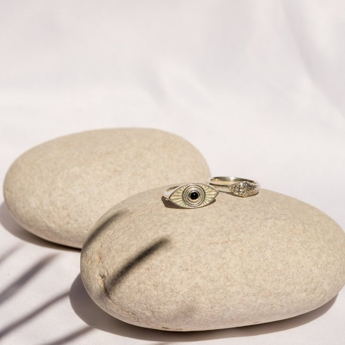 Rays Of Light Ring Silver- Black Onyx