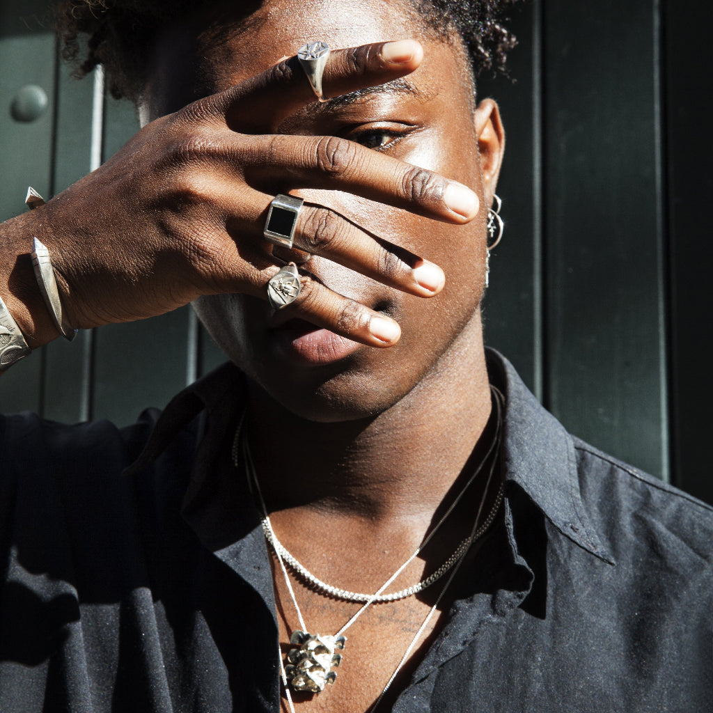 Plato Onyx Ring Silver