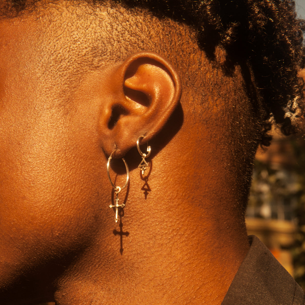 Cross Hoop Earrings Silver