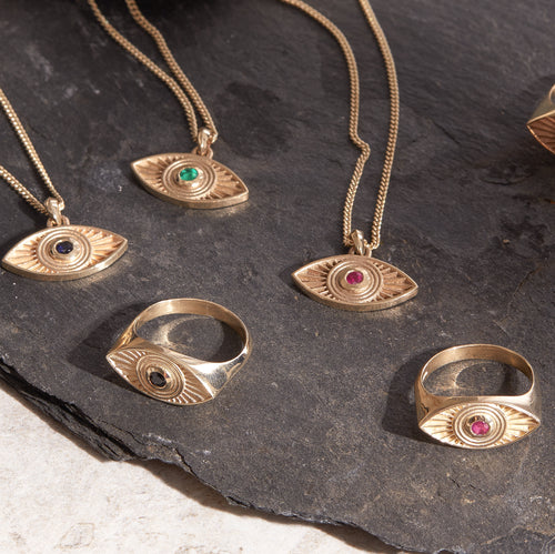 Solid gold clearance evil eye pendant