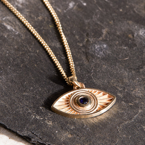 Rays of Light Pendant with a Sapphire Solid Gold Rachel Entwistle