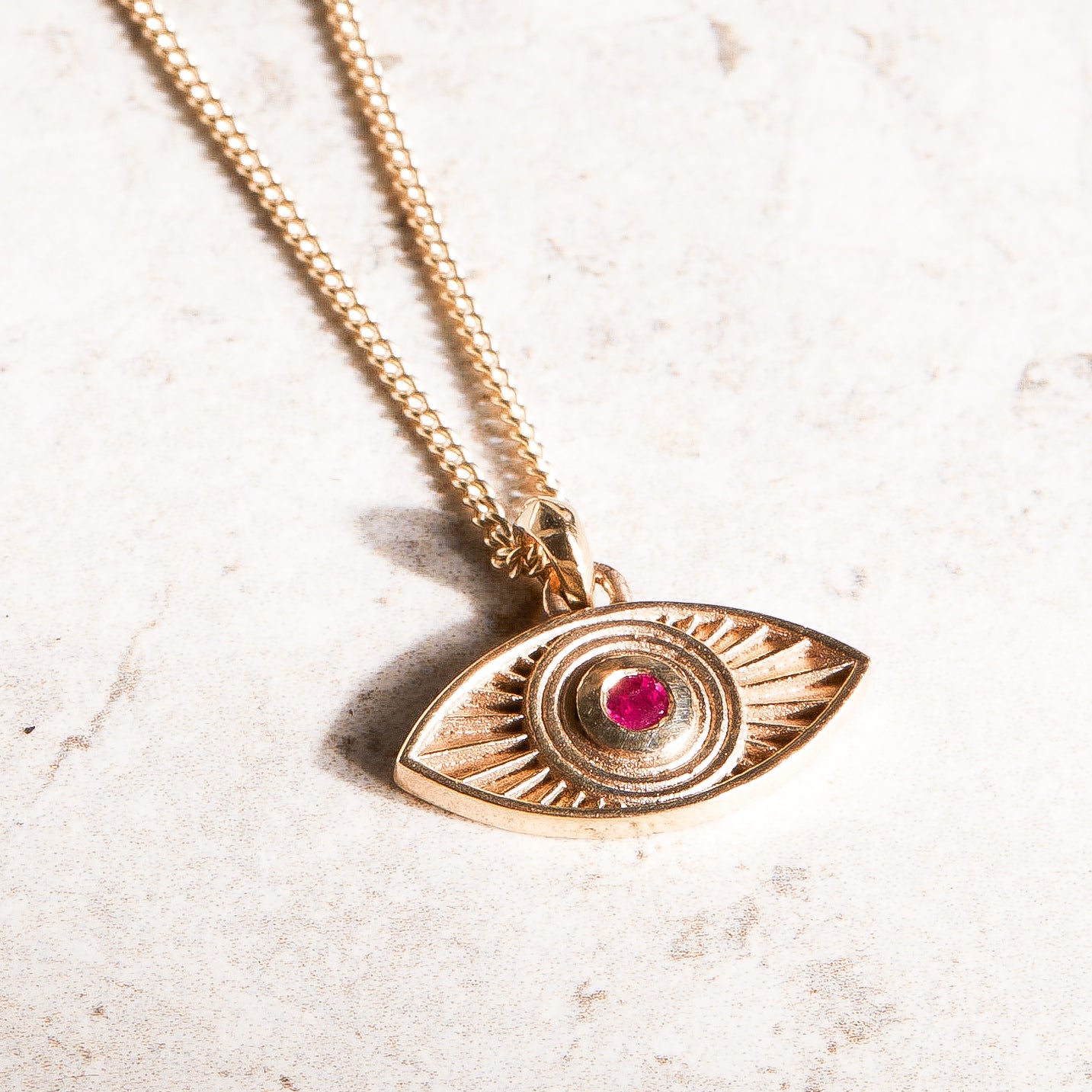 Rays of Light Pendant with a Ruby Solid Gold