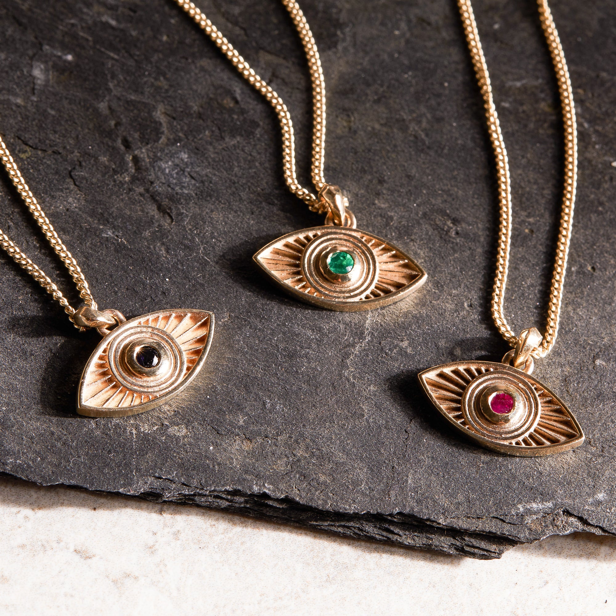 Rays of Light Pendant with a Ruby Solid Gold