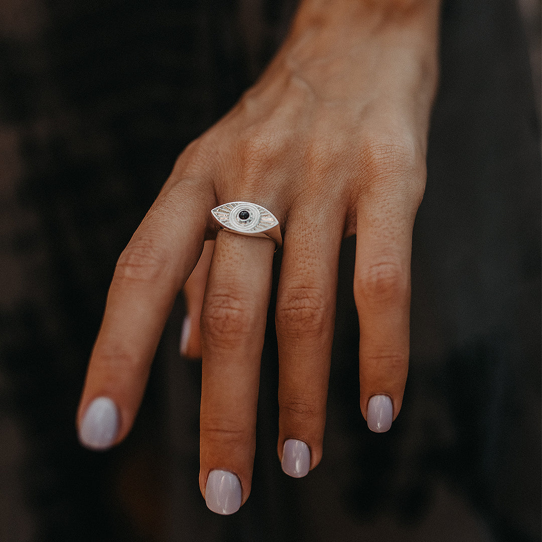 Rays Of Light Ring Silver- Black Onyx
