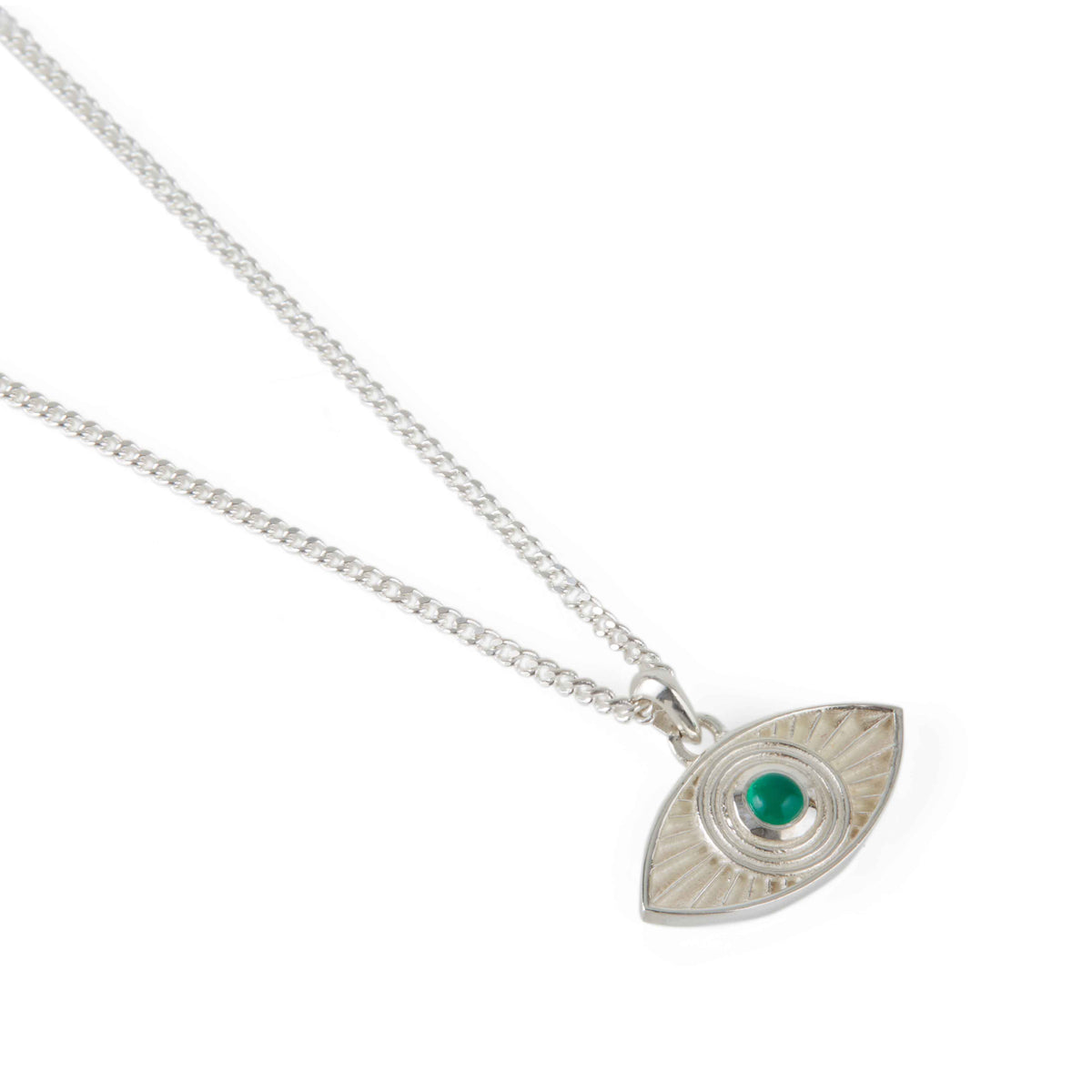 Rays of Light Necklace Green Onyx Silver