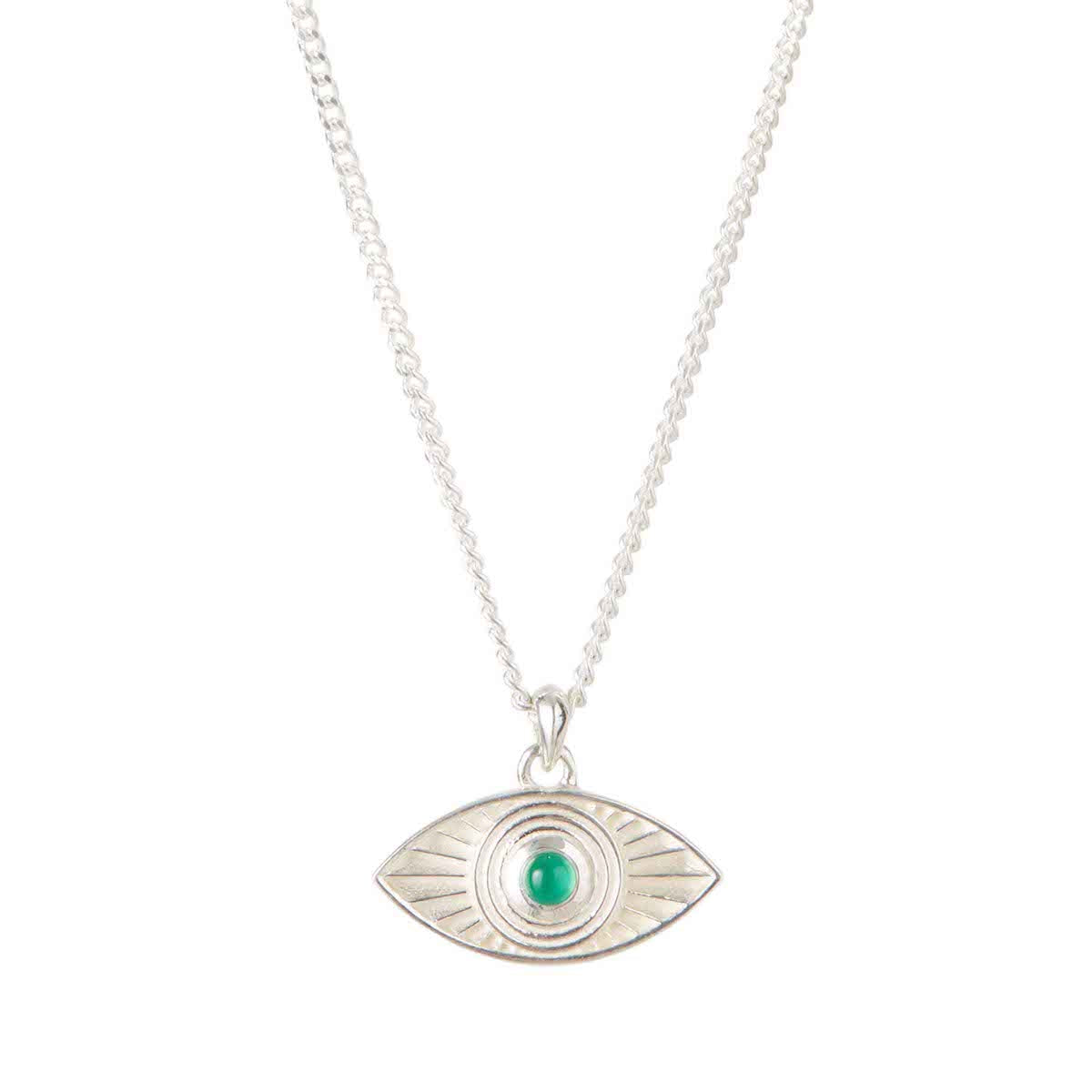 Rays of Light Pendant Silver - Green Onyx