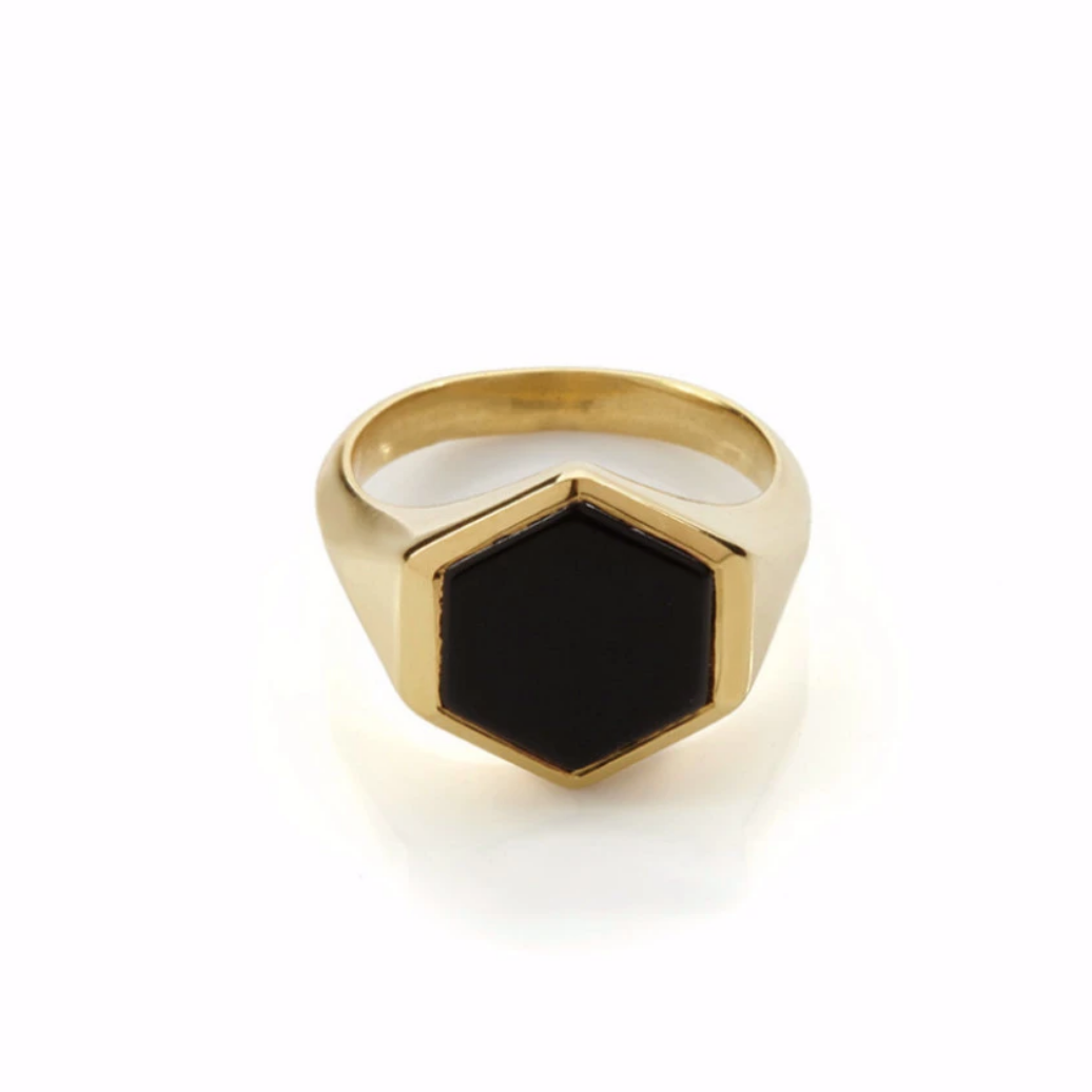 Varro Onyx Ring Gold