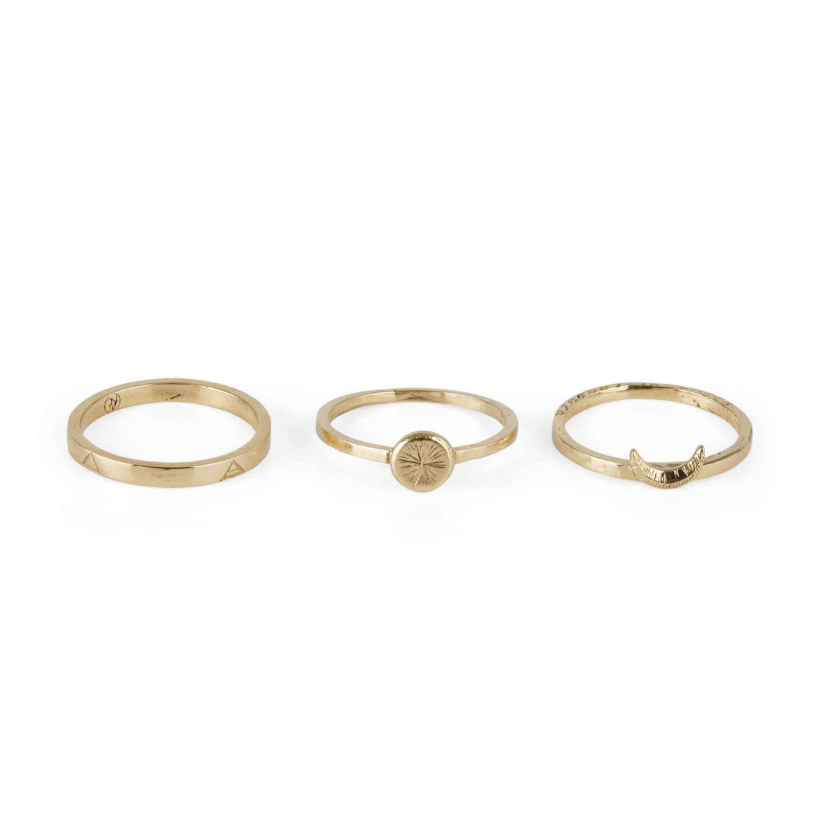 Sun Moon Four Elements Rings Set Solid Gold