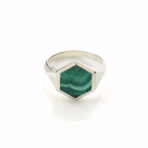 Sterling silver 2025 malachite ring