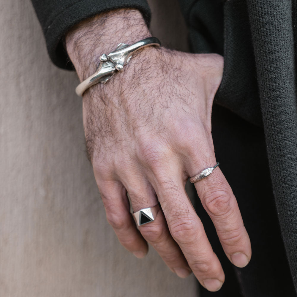 Large Bone Cuff Silver