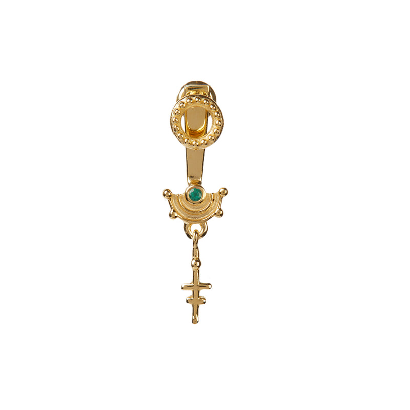 Celestial Mini Ear Jacket Gold with an Emerald