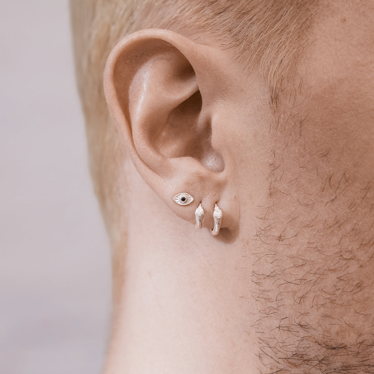 Ouroboros Snake Mini Huggie Silver