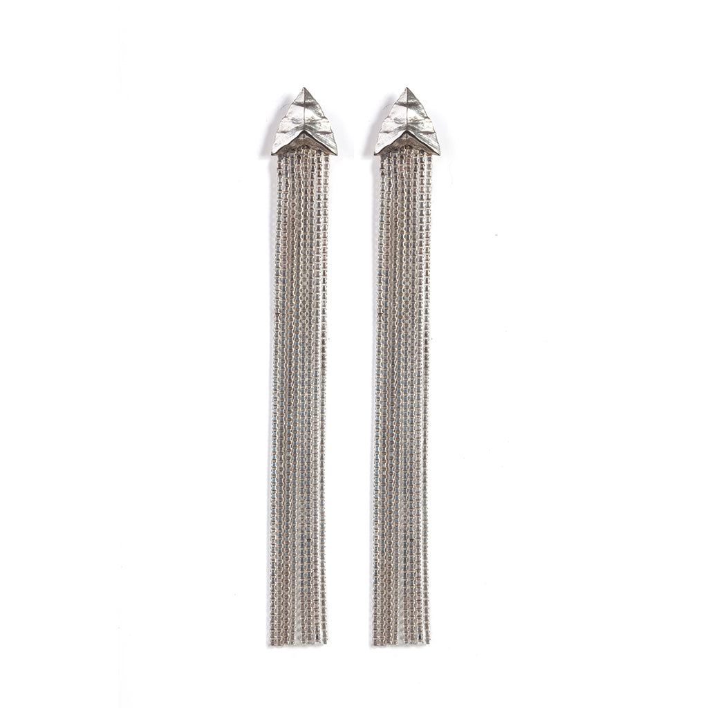 Modern Primitive Drape Chain Earrings Silver