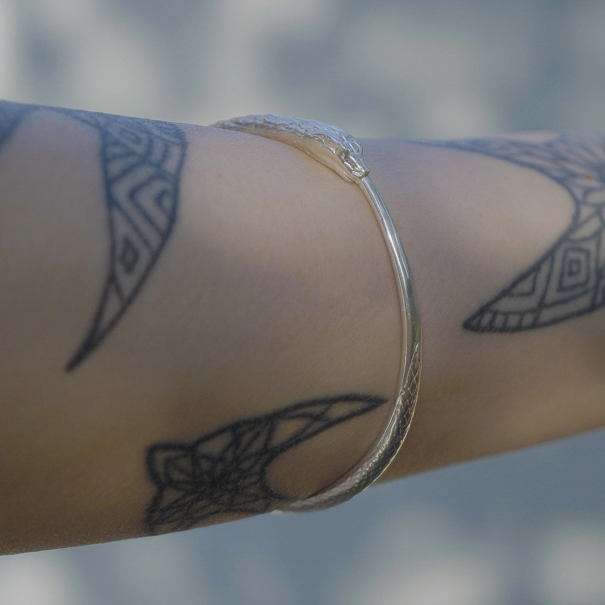 Ouroboros Snake Bangle Silver