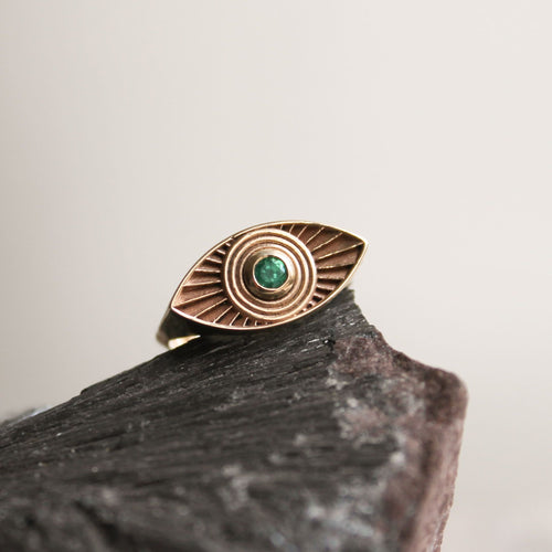 Rays Of Light Ring with Emerald Stone Solid Gold Rachel Entwistle