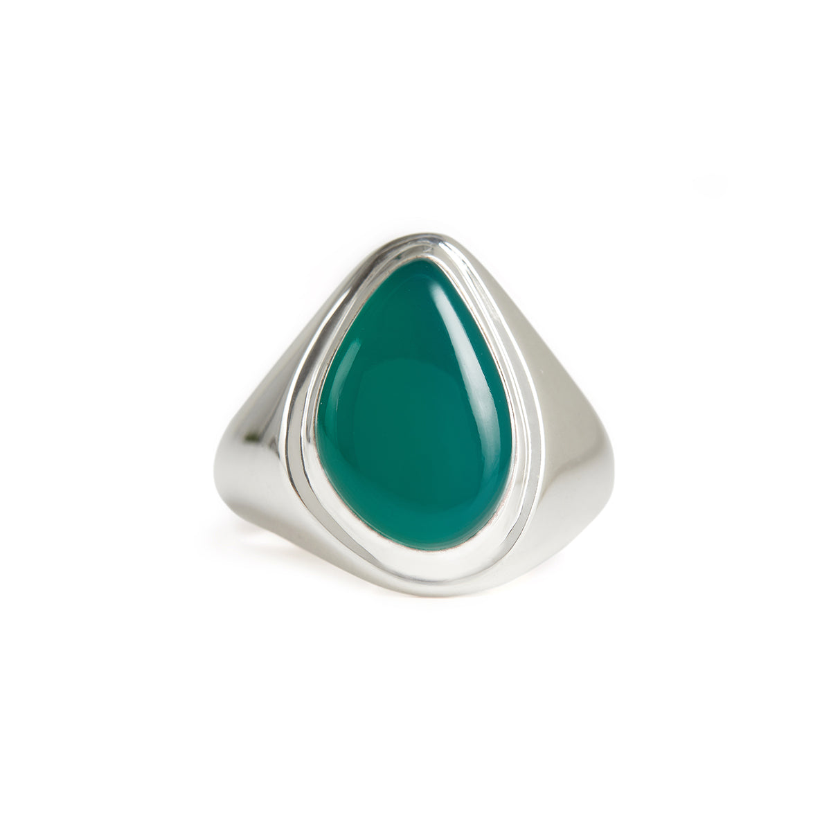 Apollo Signet Ring Silver - Green Onyx