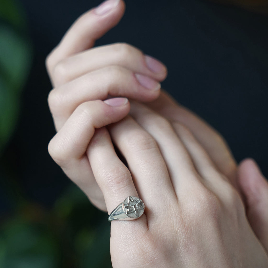 Lunar Pinky Signet Ring Silver