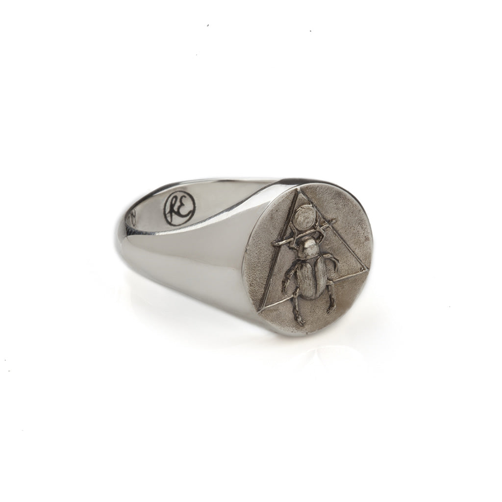 The Scarab Signet Ring Silver Rachel Entwistle