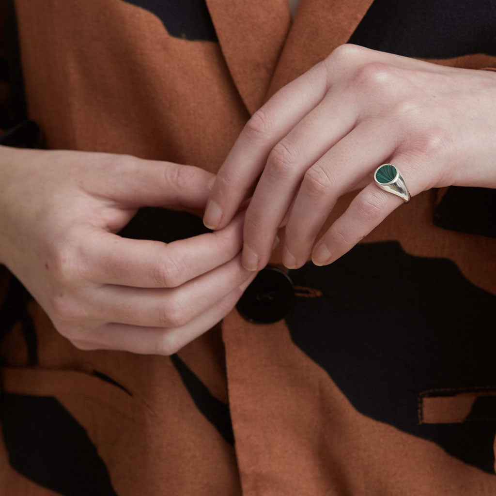 Reflection Mini Ring Silver / Malachite