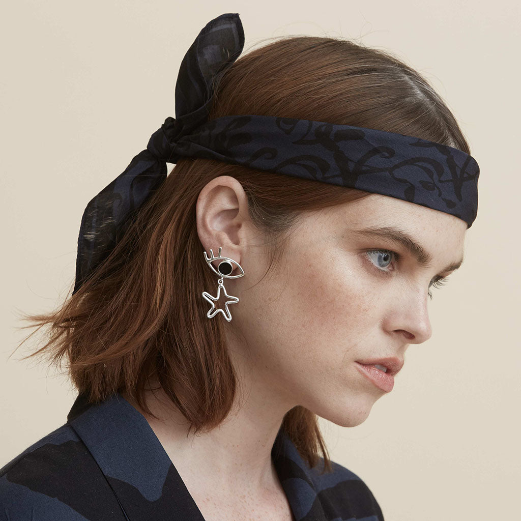 Mystery Earrings Silver with Black Onyx