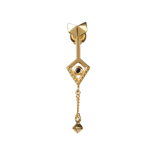 Mini Octa Earrings Gold with a Black Sapphire Rachel Entwistle