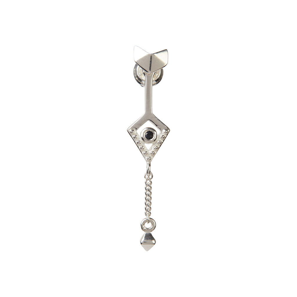 Mini Octa Earrings Silver with a Black Sapphire Rachel Entwistle