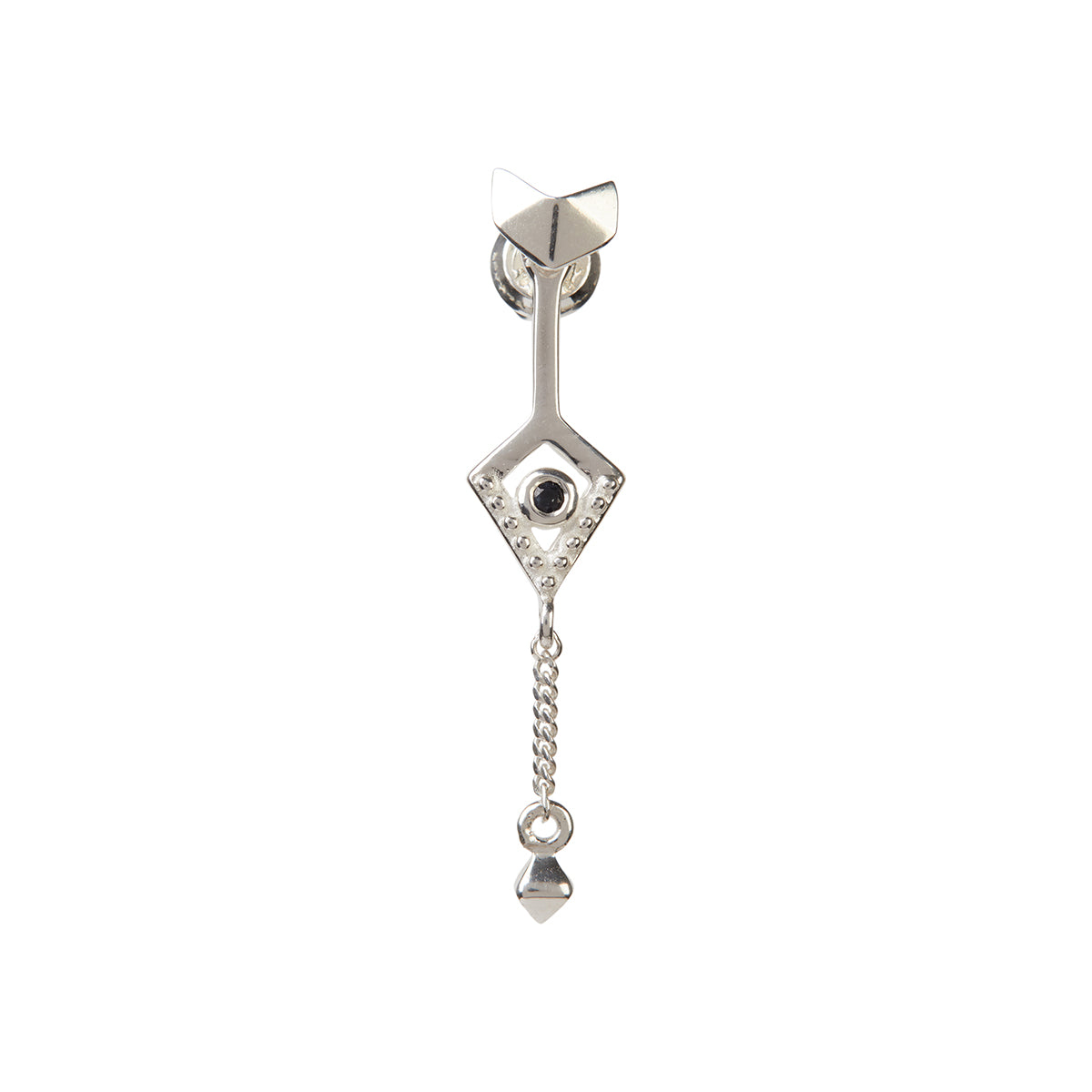 Octa Mini Earring with Black Sapphire Silver