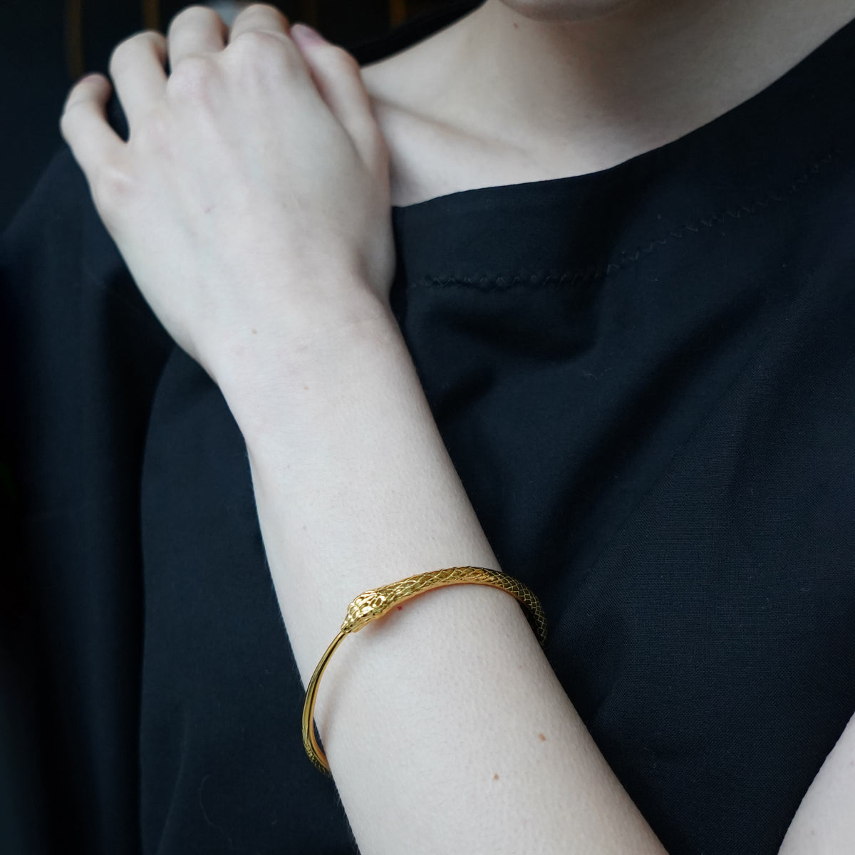 Ouroboros Snake Bangle Gold
