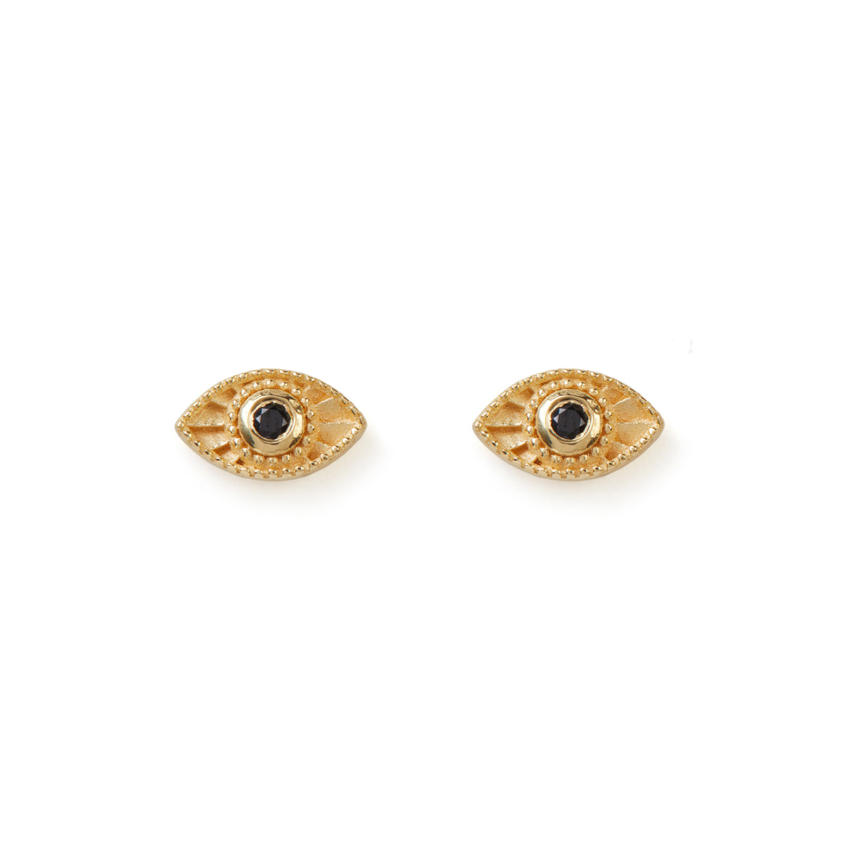 Rays Of Light Studs Gold - Black Sapphire