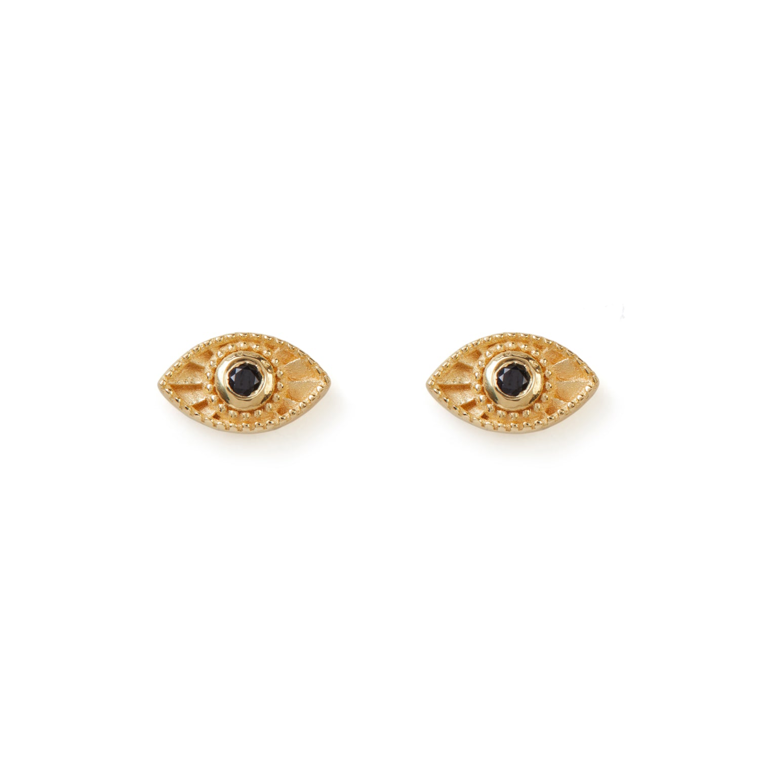 Rays Of Light Studs Gold - Black Sapphire