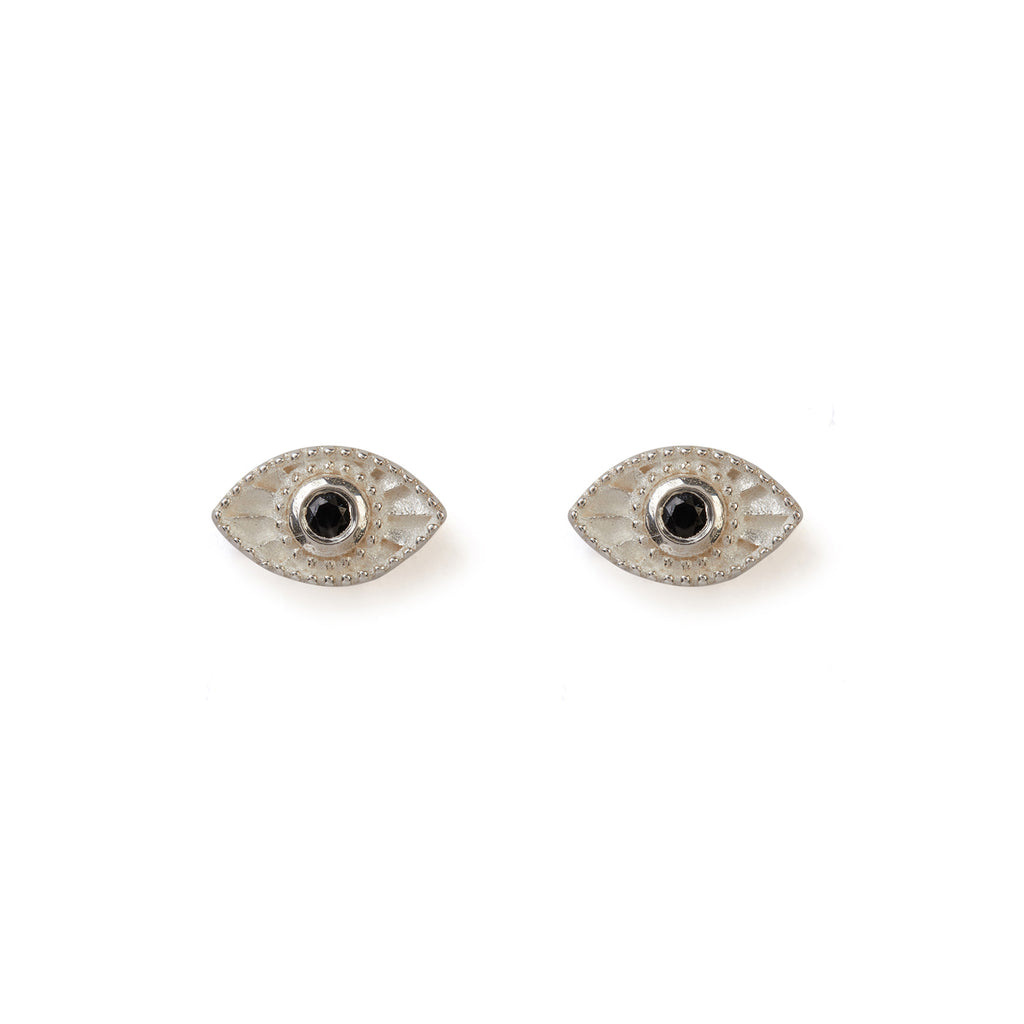 Rays Light Studs Black Sapphire Solid White Gold