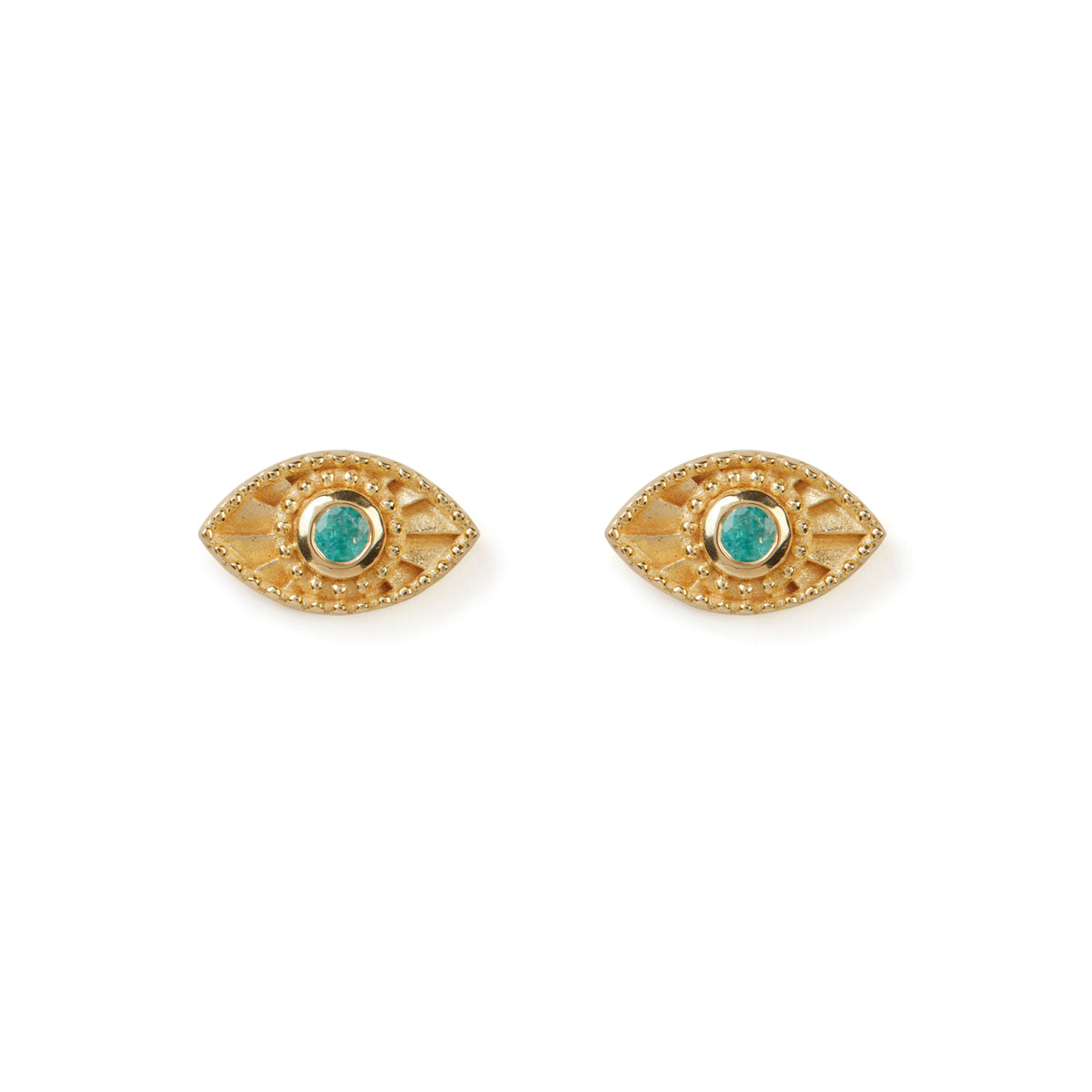 Rays Of Light Studs Gold - Emerald