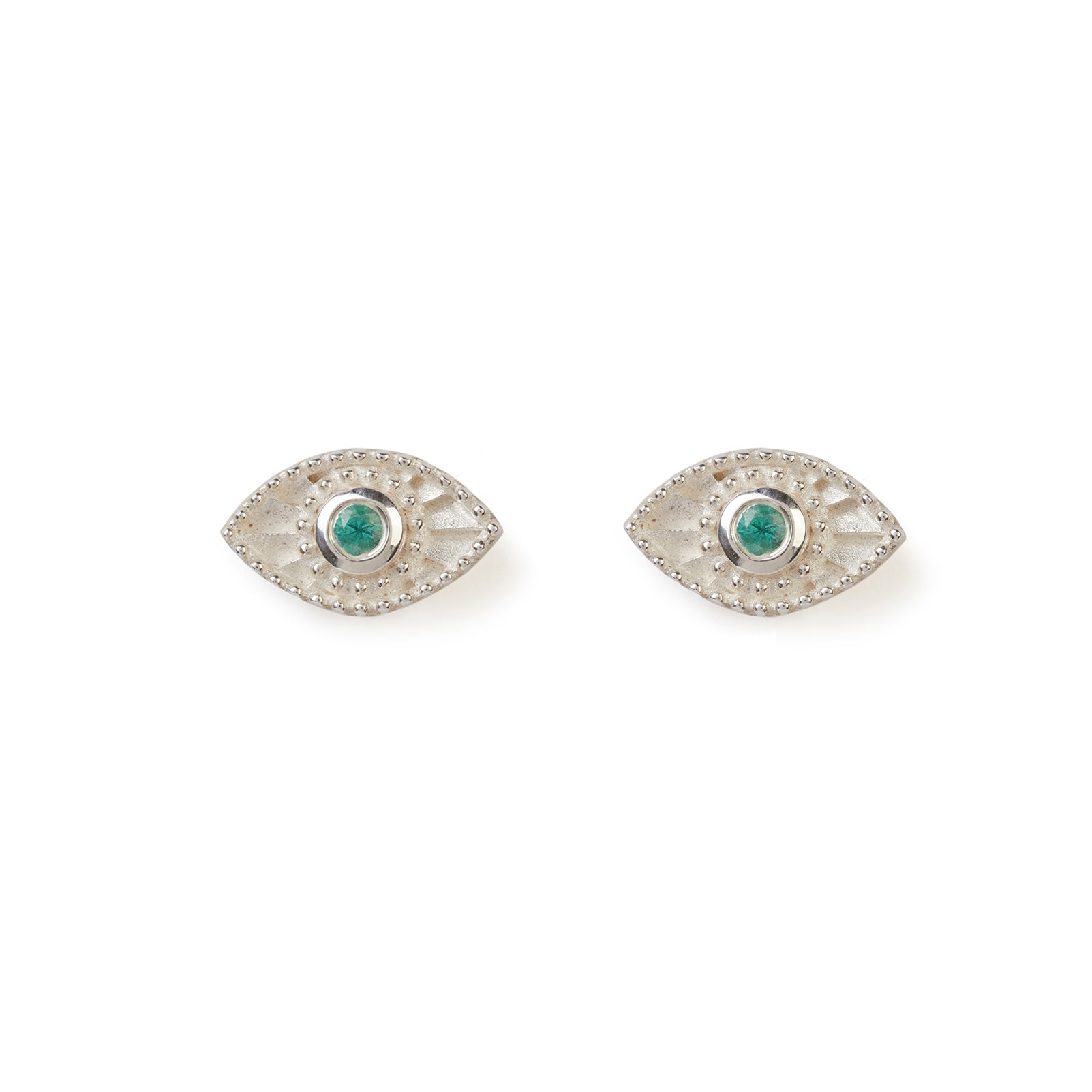 Rays Of Light Studs Silver - Emerald