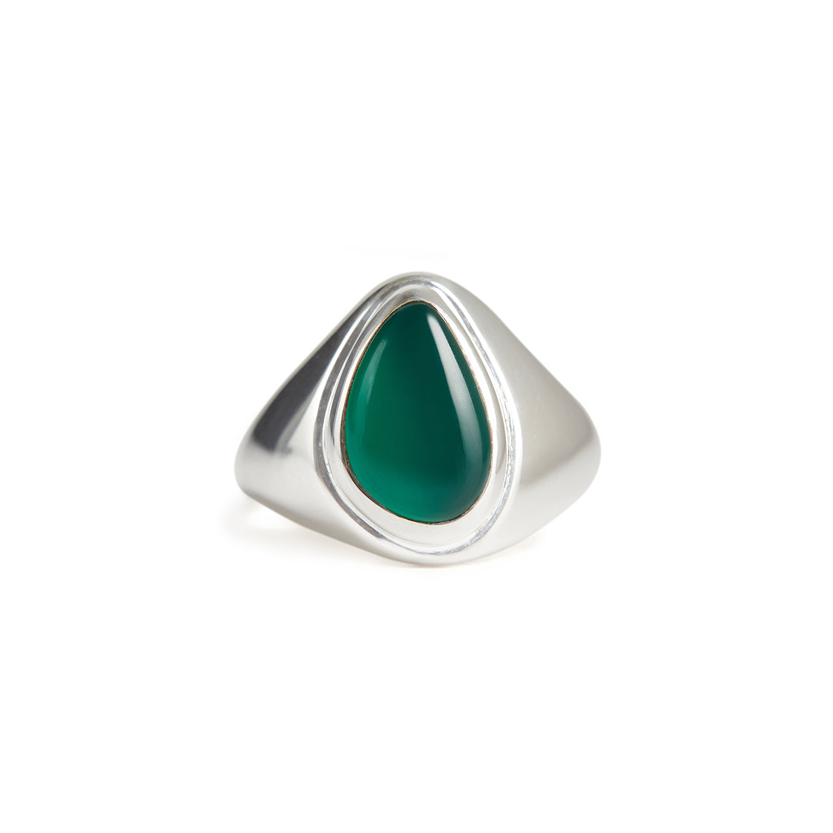 Apollo Pinky Ring Silver - Green Onyx