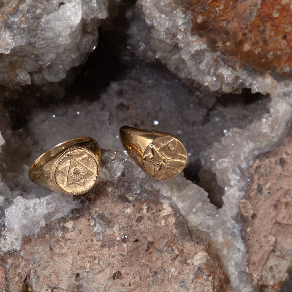 Lunar Pinky Signet Ring Solid Gold