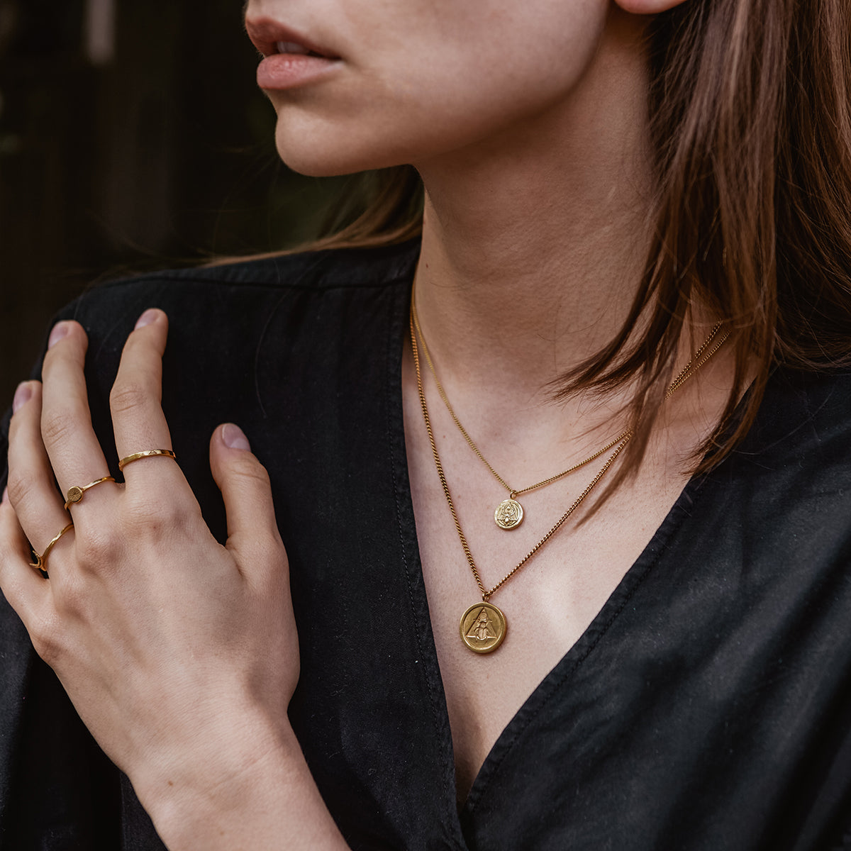 Scarab Coin Necklace Gold