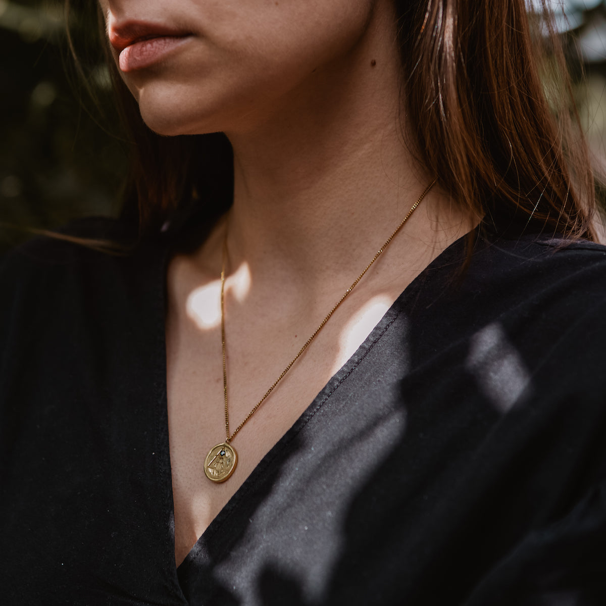 Scarab Coin Necklace Solid Gold