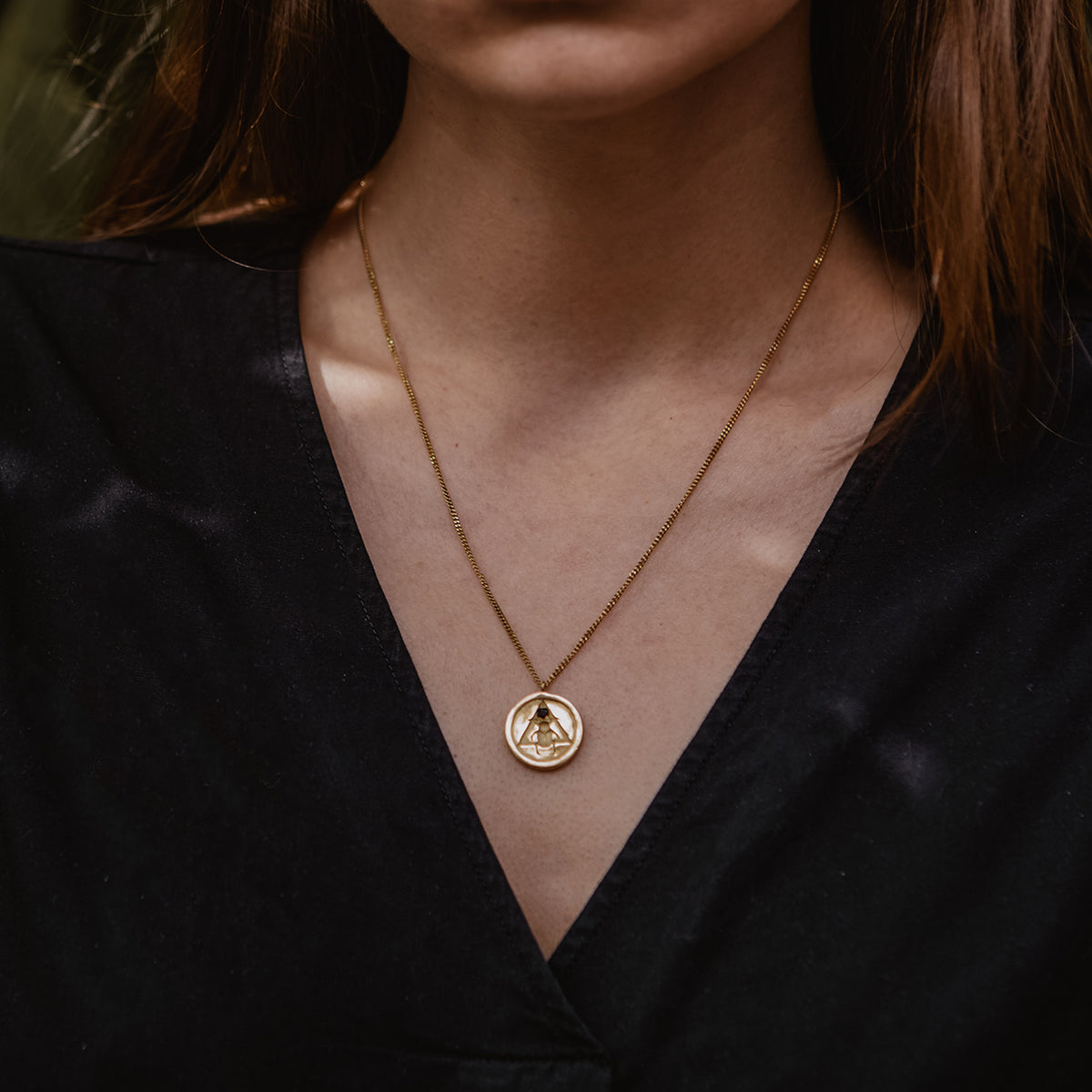 Scarab Coin Necklace Gold