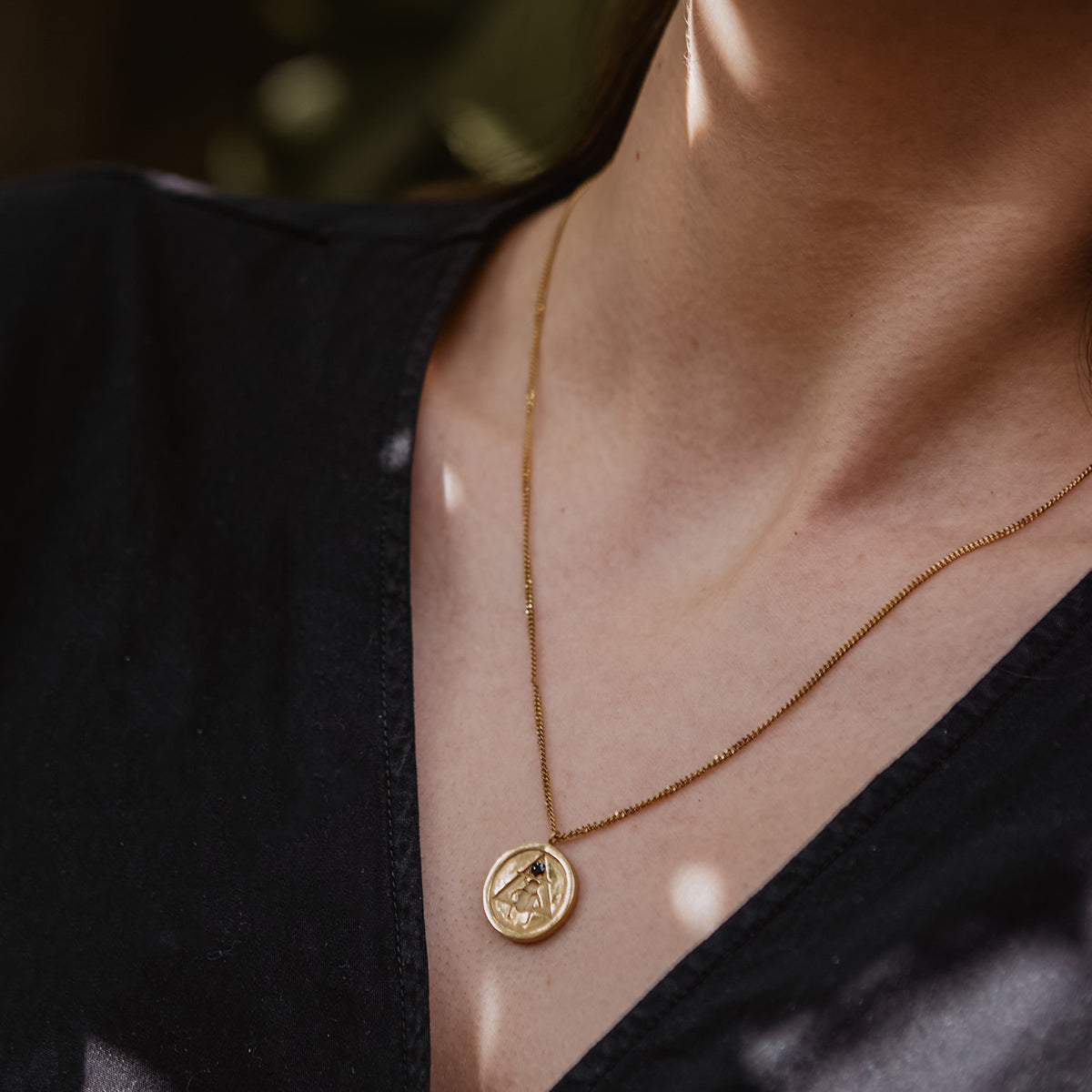 Scarab Coin Necklace Gold