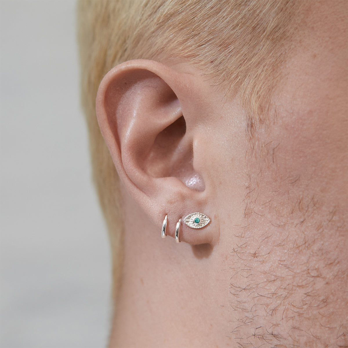 Rays Of Light Studs Silver - Emerald