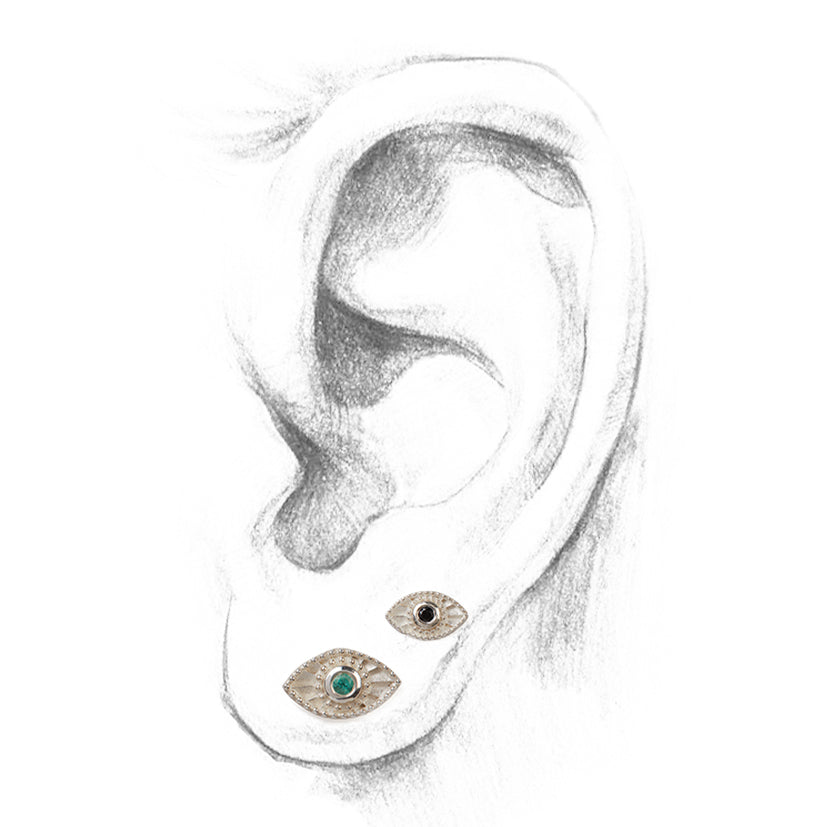 Rays Of Light Studs Silver - Black Sapphire