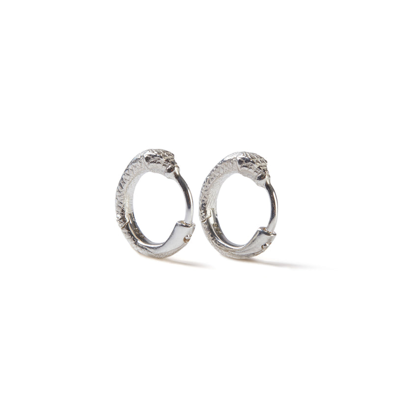 Ouroboros Snake Mini Huggie Silver
