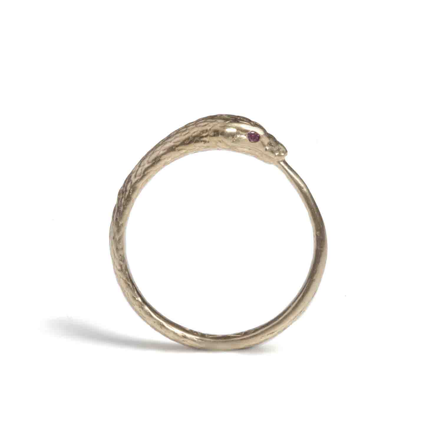 Ouroboros Snake Ring with Rubies or Sapphires Solid Gold